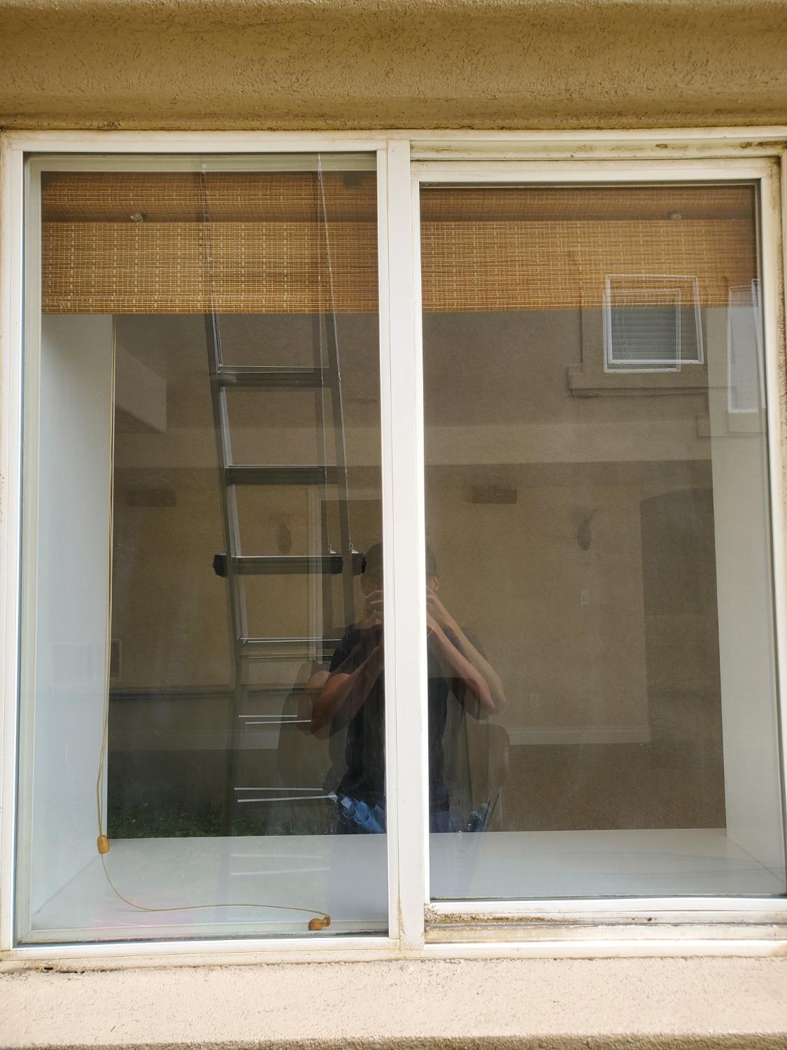 Window cleaning in progress