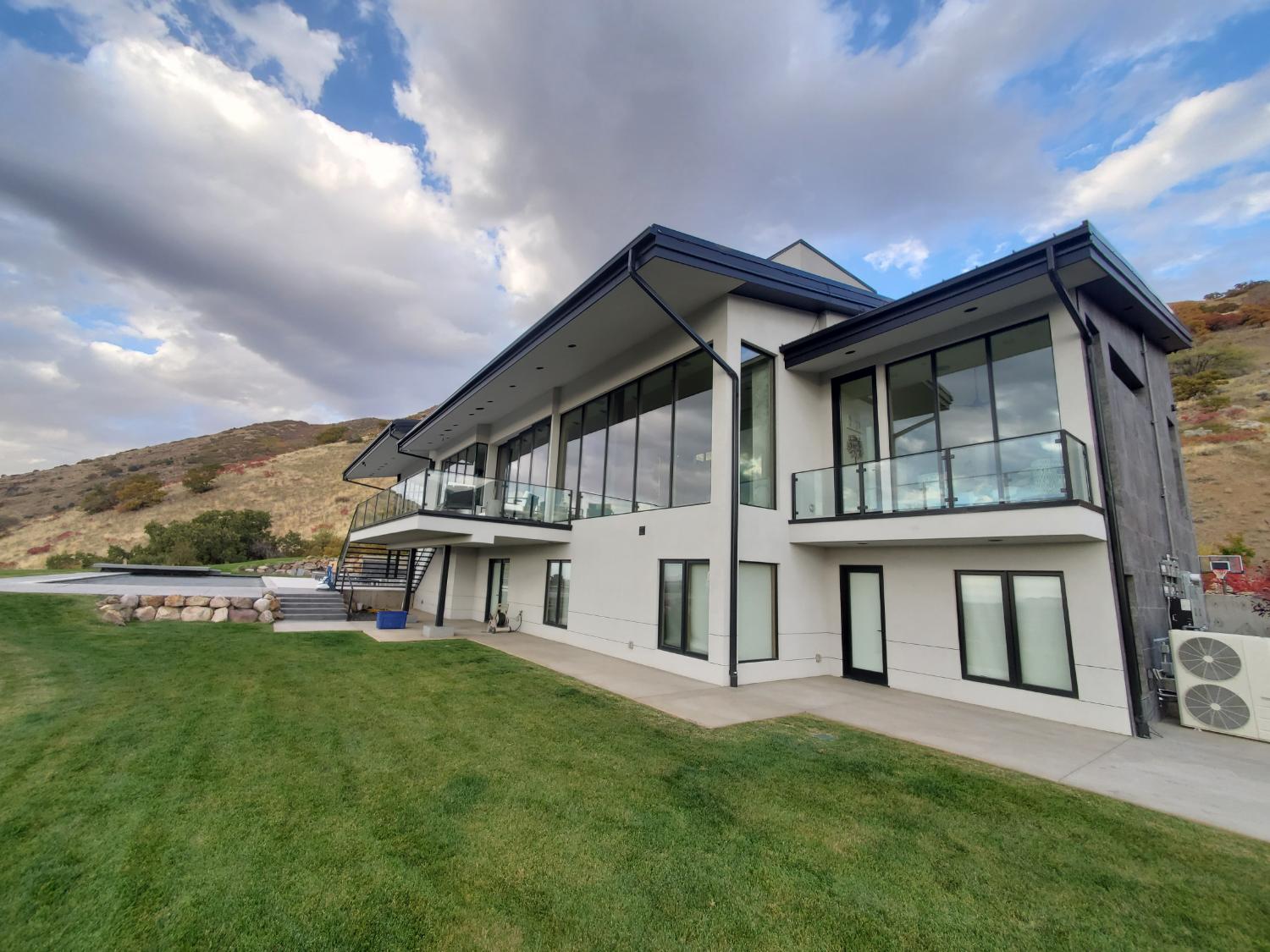 Large modern residence with clean windows
